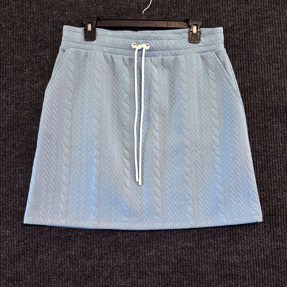 T by Talbots Cable Jacquard Skirt Lakeside Blue Womens M NWT